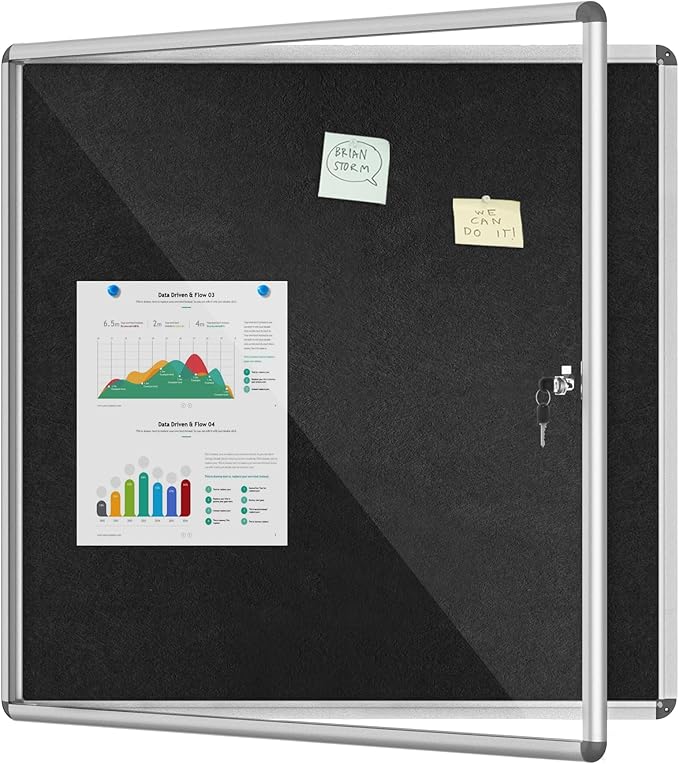 Mifuro 38"x38" Enclosed Bulletin Board, Lockable Weather-Resistant Aluminum by MifuroOfficeProduct