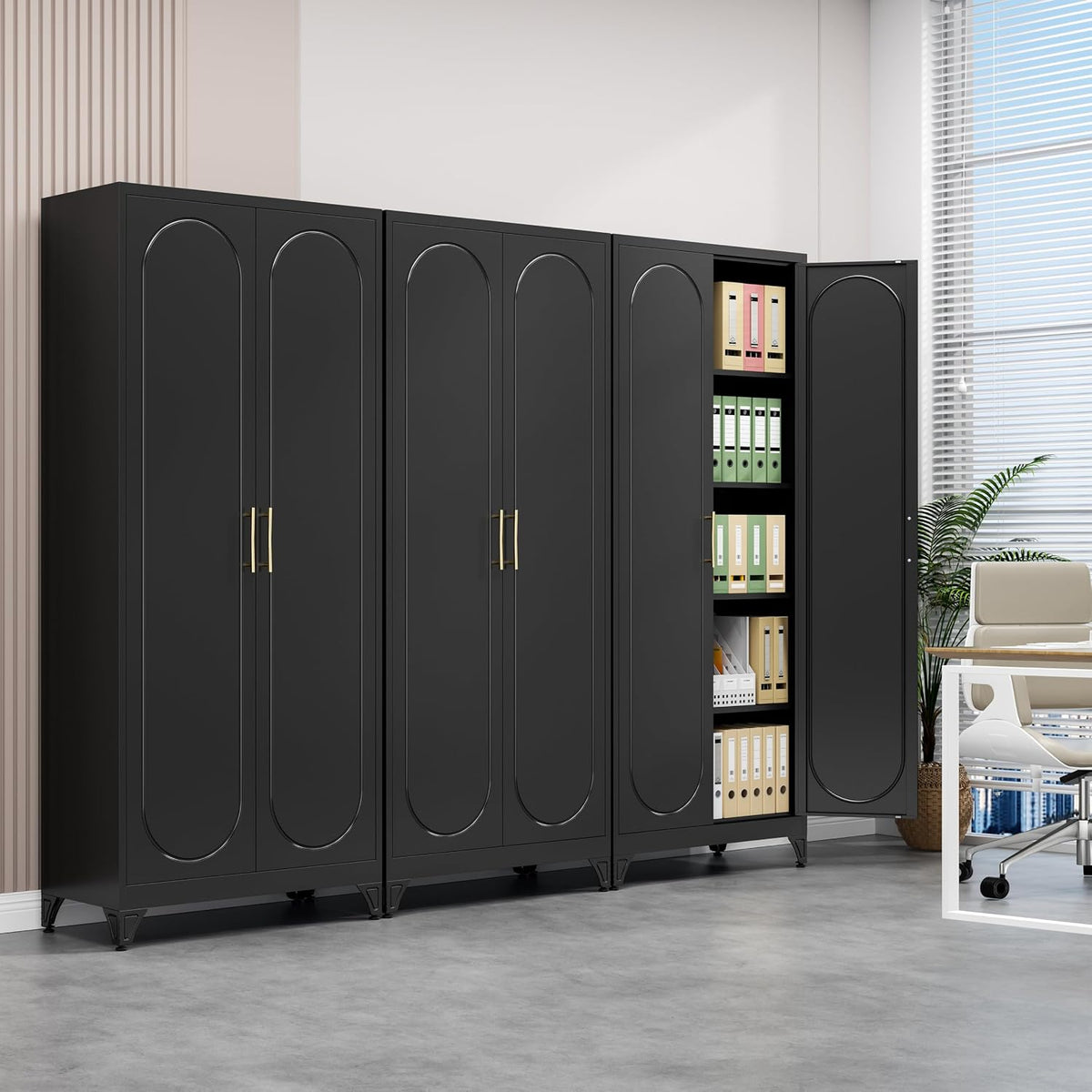 polup 75" tall metal kitchen pantry storage cabinet, front angle view