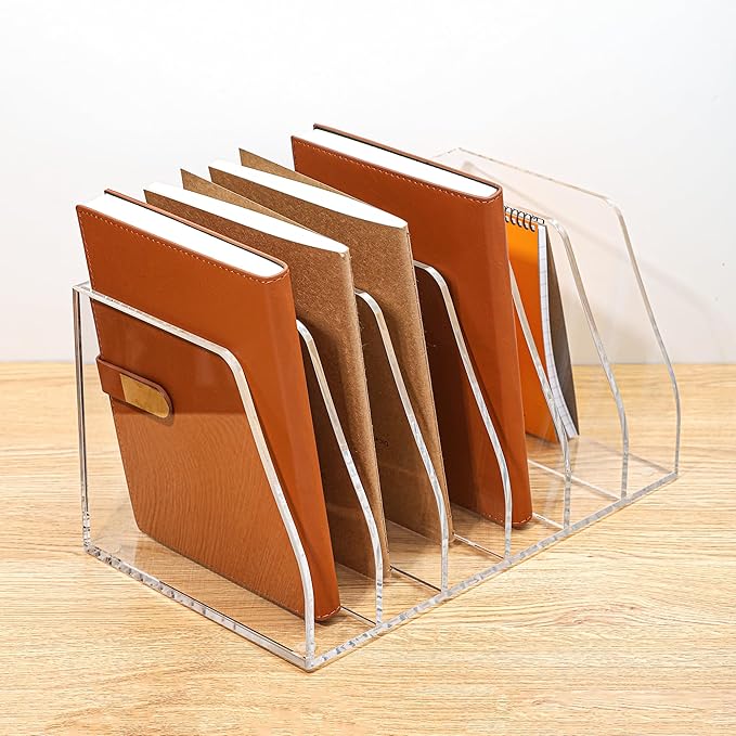 AIDIMOO Acrylic Magazine File Holder, 6 Vertical Compartments Desk Document - Image 6