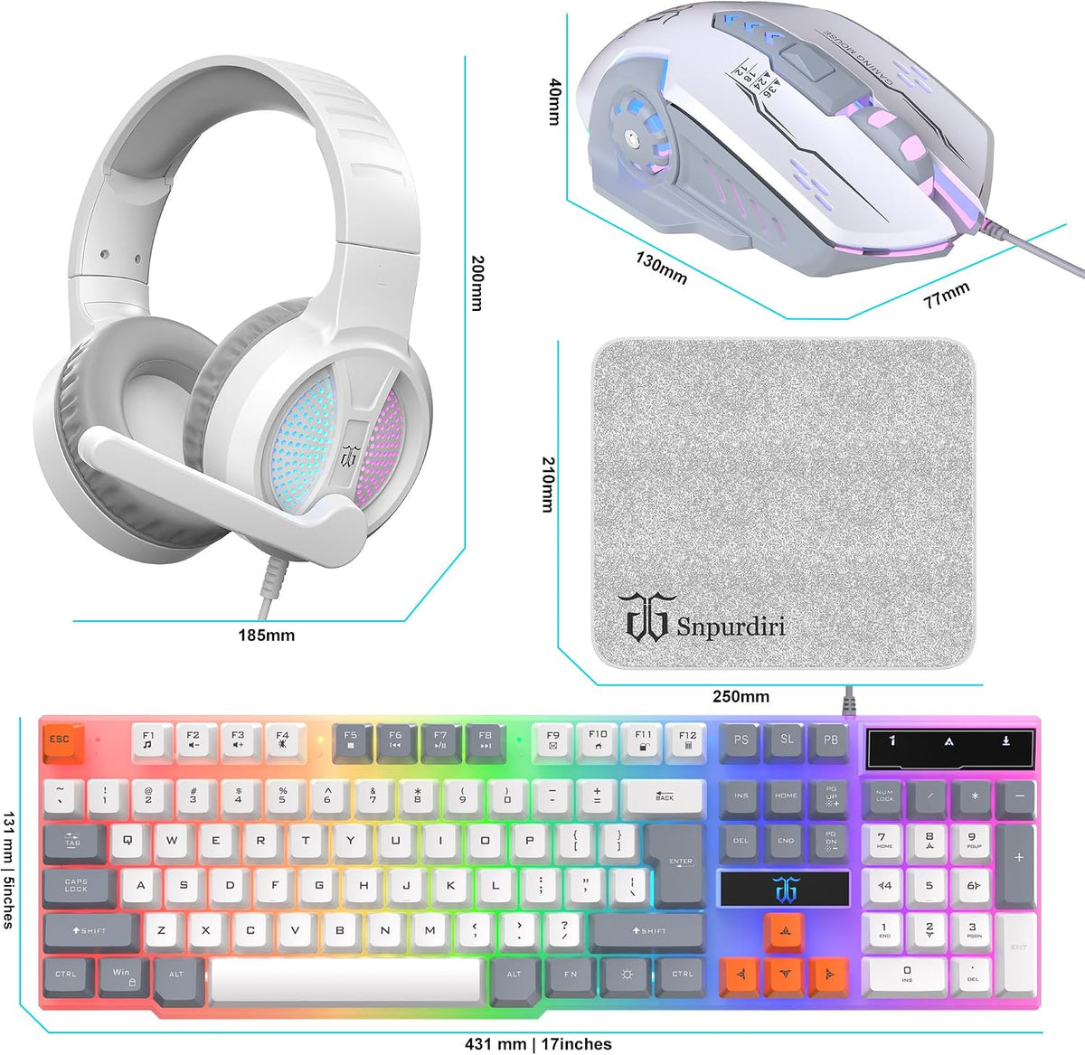DGG Gaming Keyboard and Mouse, Headphones, Mouse pad Combo for PC Gamers