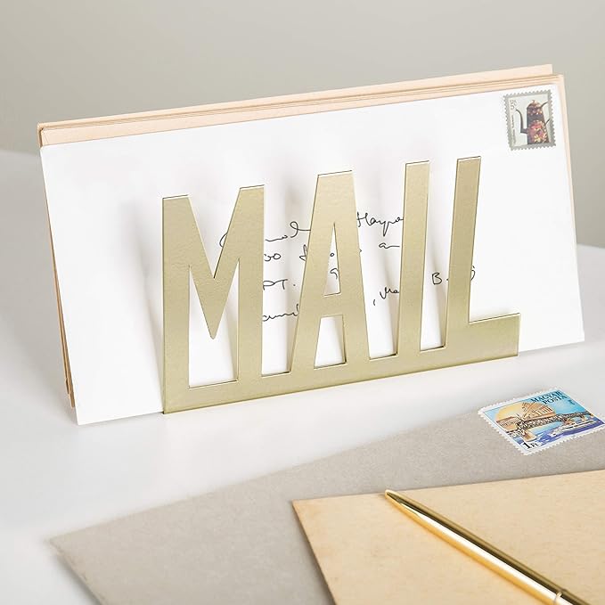 MyGift Mail Holder Organizer Countertop Modern Brass Metal - Image 2