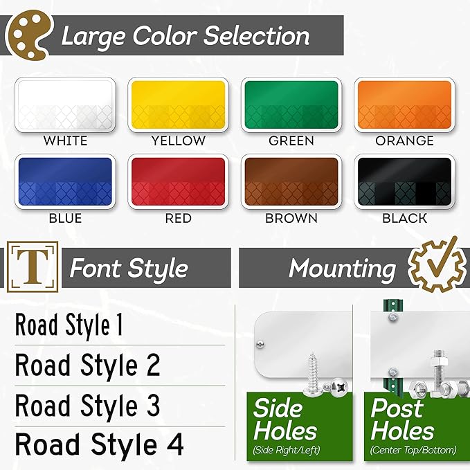 Custom Street Sign, Address Sign, 8 Colors, Reflective Option, Mounting Options - Image 3