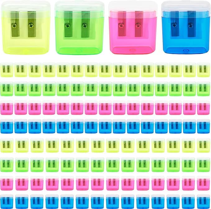 120 Pieces Pencil Sharpeners Bulk Colored Dual Holes Sharpeners Portable Manual by Unknown