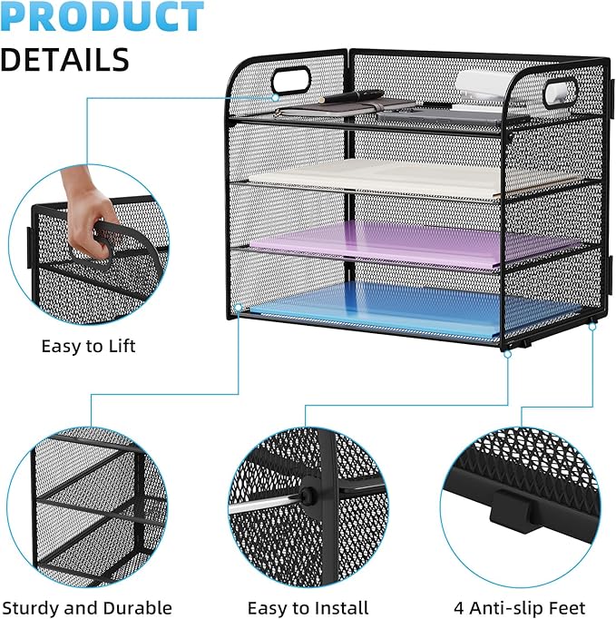 Marbrasse 4 Tier Paper Organizer Letter Tray - Image 4