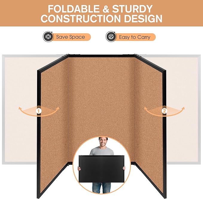 Board2by Extra Large Cork Bulletin Board 96" X 48", Foldable Notice Pin Board - Image 4