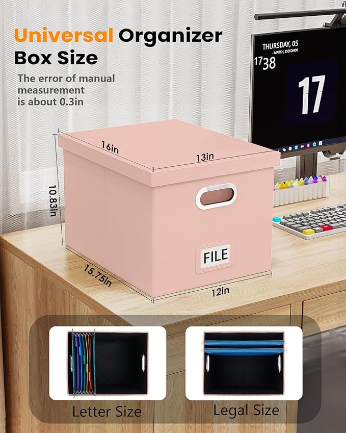2 Pack File Storage Organizer, Portable File Box - Image 3