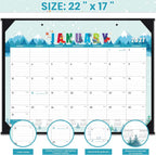 Desk Calendar 2026-2027, July 2026 - December 2027, 22"×17" | 18 Monthly Large Desk Calendar 2026-2027, 2 Corner Protectors & 2 Hanging Hooks, Large Ruled Blocks