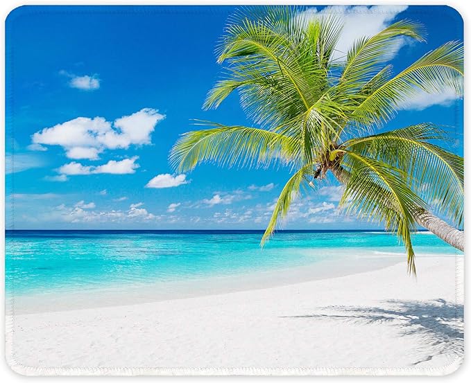 Auhoahsil Mouse Pad, 12 x 10 in Summer Beach Theme Computer Mouse Pad by Auhoahsil