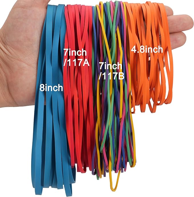 Rubber Bands Assorted Sizes Multicolor 0.5lbs 4 sizes large rubber bands heavy - Image 5