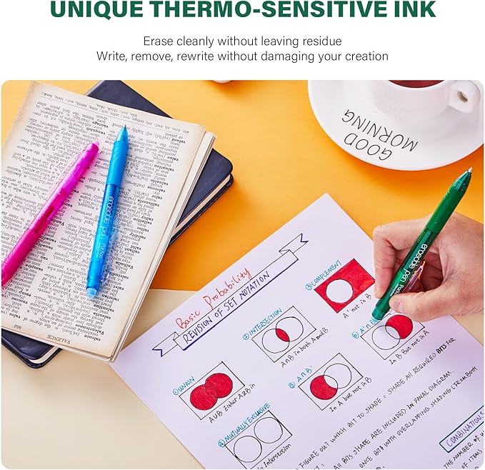 ParKoo Retractable Erasable Gel Pens Clicker, Fine Point, No Need - Image 4