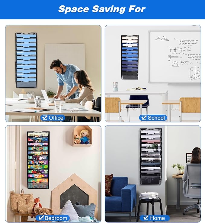 Solinxe Wall File Holder, 12 Pockets Hanging File Folder, Paper Organizer - Image 6