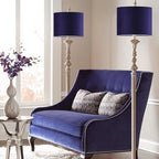 GO&SO Dark Blue Velvet Drum Lamp Shade Set of 2 Medium 13" Top x 13" Bottom x - Image 8