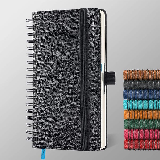 IN-LUXPRO Planner 2026 Daily Weekly and Monthly, 6.5"x3.75", 12 Months Spiral by IN-LUXPRO