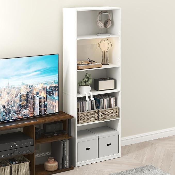 Furinno GEHRY DVD Shelf, 5-Tier CD Rack, Media Shelf - Image 3