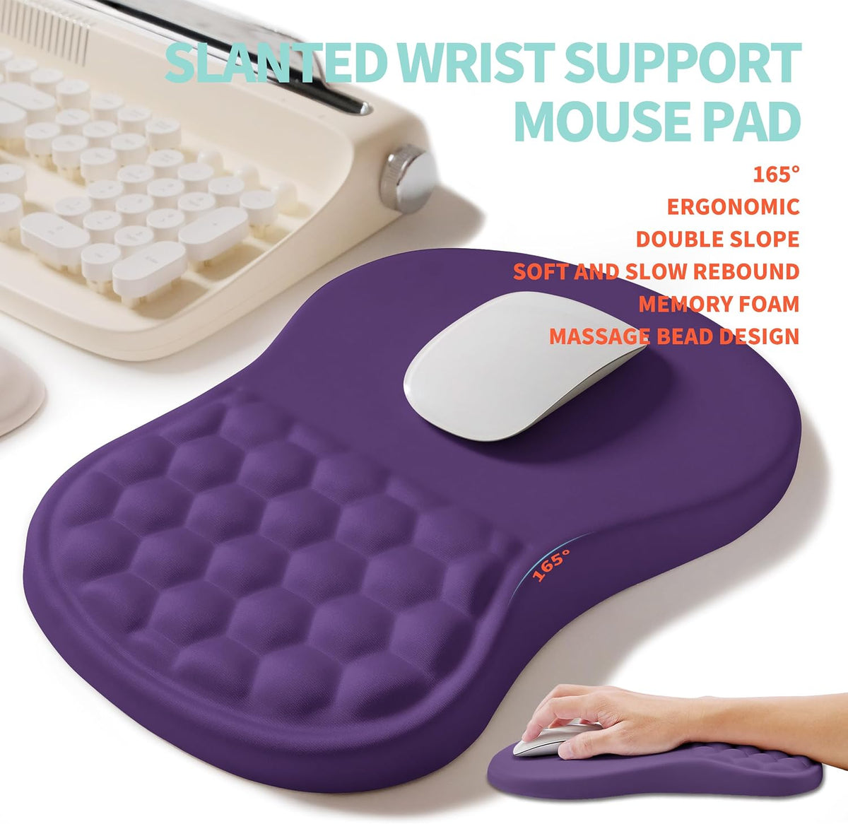 2-in-1 Ergonomic Set, Wave Rise Keyboard Wrist Rest and Massage Bulge Slope M...