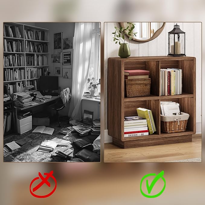 ChooChoo 4 Cube Storage Organizer, Wooden Bookcase - Image 8