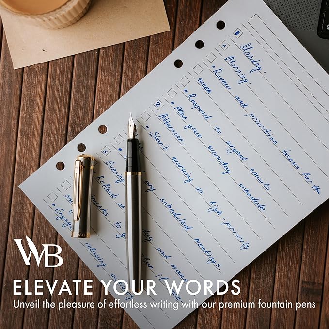 Wordsworth & Black Fountain Pen Set, 18K Gilded Medium Nib, Includes 24 Pack - Image 3