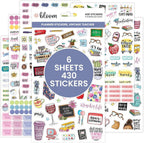 bloom daily planners Vintage Teacher Planner Stickers - School Themed Planning Stickers for Teachers, Educators, Homeschoolers - 6 Sheets/430 Stickers