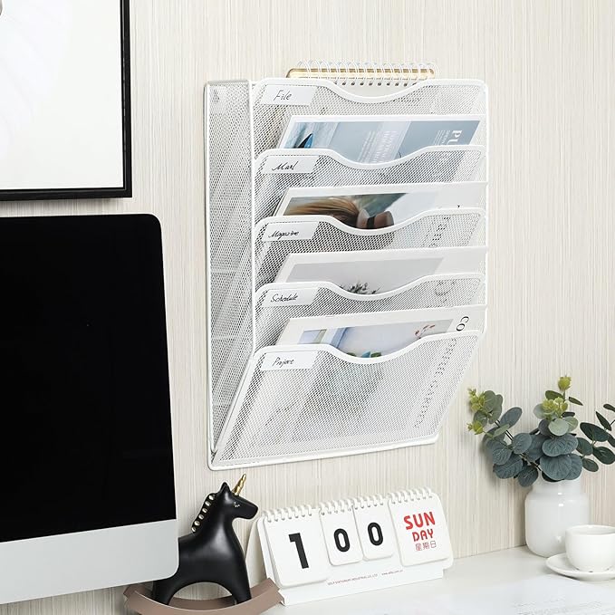 EasyPAG 5 Pocket Mesh Wall File Organizer, Hanging Paper Folder Holder - Image 6