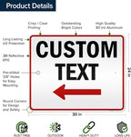 Custom Arrow Directional Sign, Left Arrow, 24x30 Inches, 3M EGP Reflective - Image 6