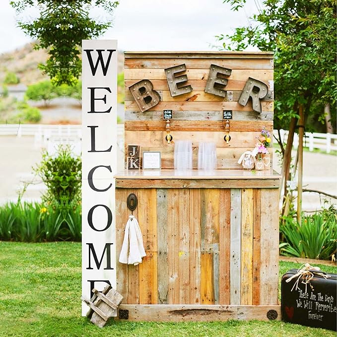 Tall White Welcome Sign - 6ft Rustic Farmhouse Decor - Image 9