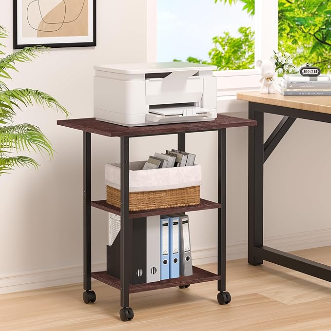 Lerliuo 3-Tier Printer Stand, Industrial Mobile Printer Table - Image 3