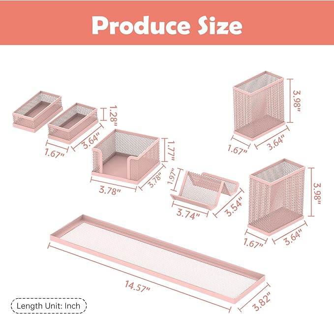 SUPEASY Pen Holder for Desk, 6 Piece Mesh Desk Organizer set for Office - Image 3
