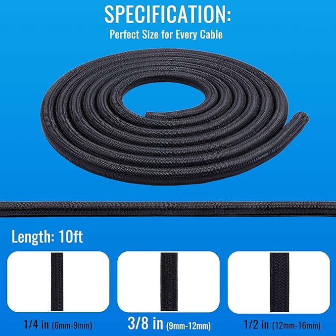 Flauzmann 3/8" Braided Cable Sleeve - 10Ft Cat Cord Protector Split Wire Loom - Image 2