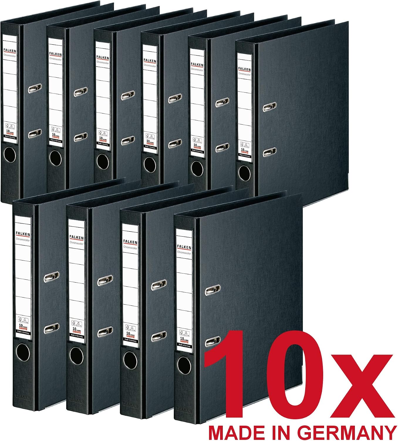 Original Falken Chromocolor Premium Lever Arch Files Made in Germany Plastic Cover Exterior and Inside 5 cm Wide DIN A4 Black Ring Binder File Letter Folder Office Folder Plastic Folder