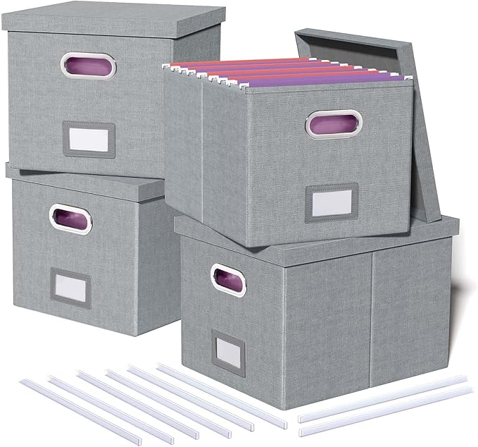4 Pack File Storage Organizer, Document Organizer, Portable File Box by Oterri