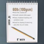 U.S. Art Supply 8"x10" Top Spiral Bound Sketch Book, 2 Pack, 100 Sheets Each - Image 3