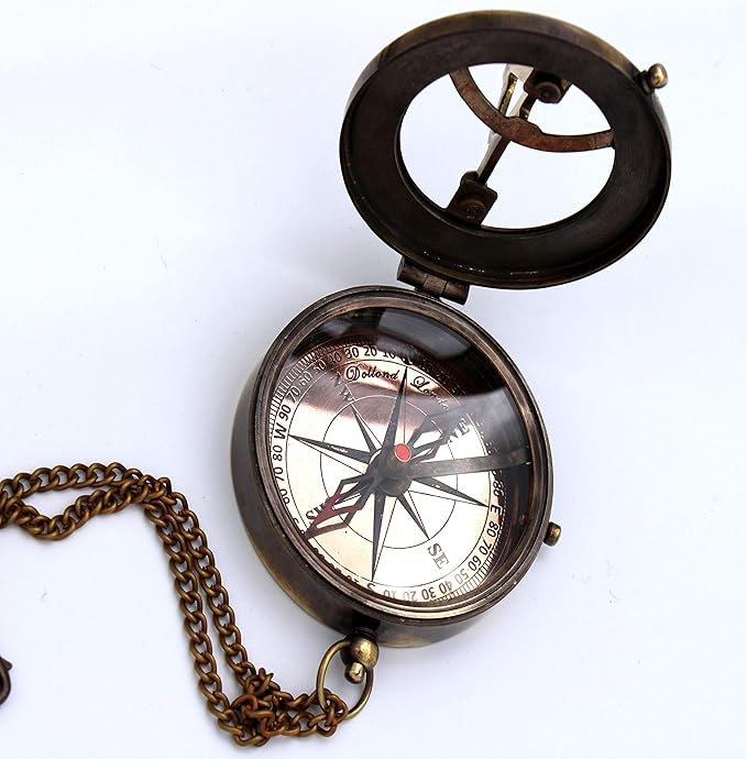 Captain's Brass Sundial Compass – Vintage Marine Nautical Compass, Functional - Image 6