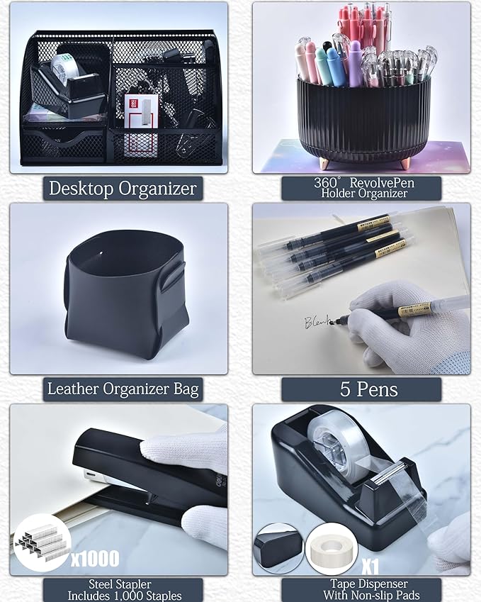 LXEVIHK 20Pcs Black Desk Organizers and Accessories - Image 3