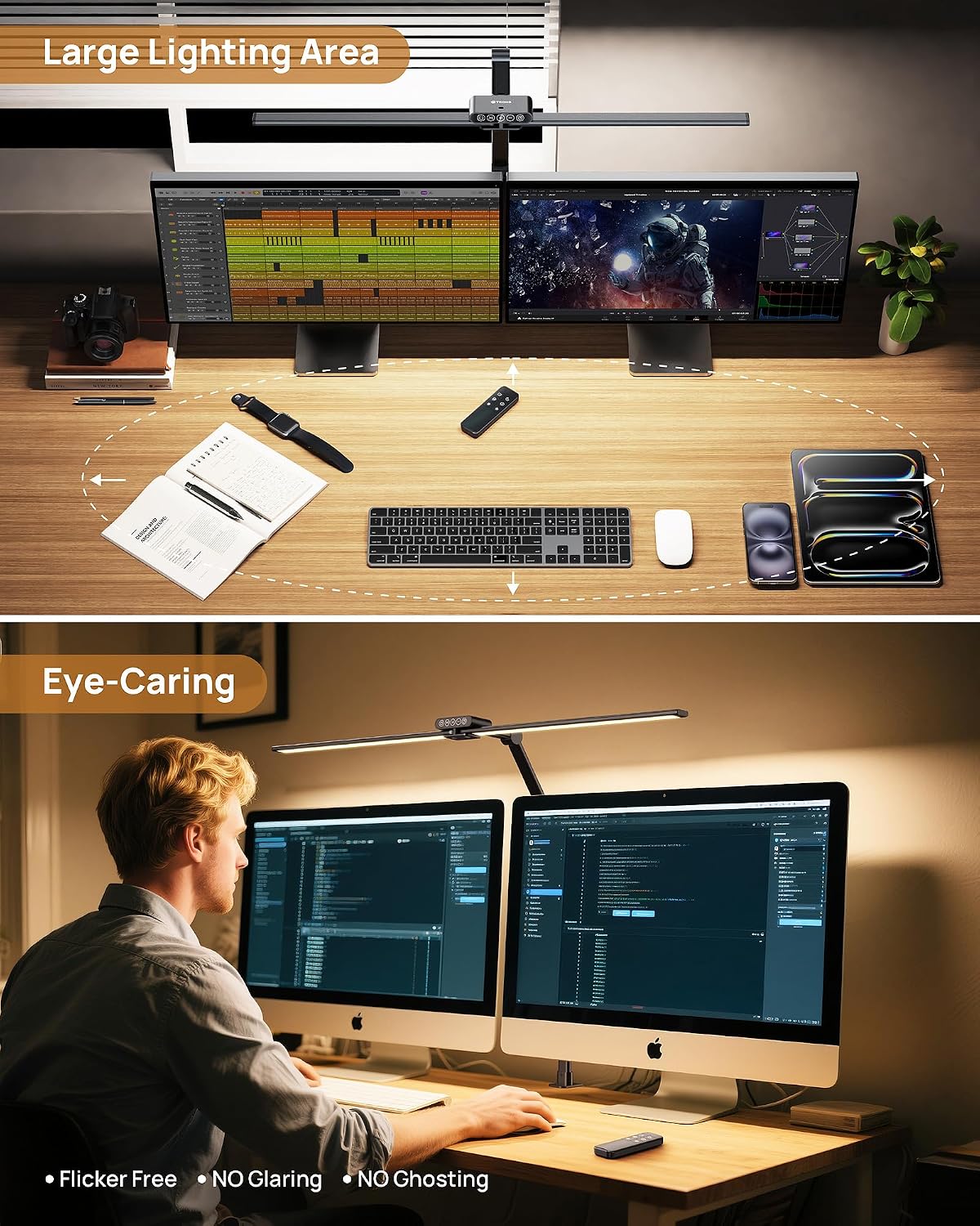 TROND LED Desk Lamp with Clamp, 29.55'' Tall Desk Light with Remote, ...