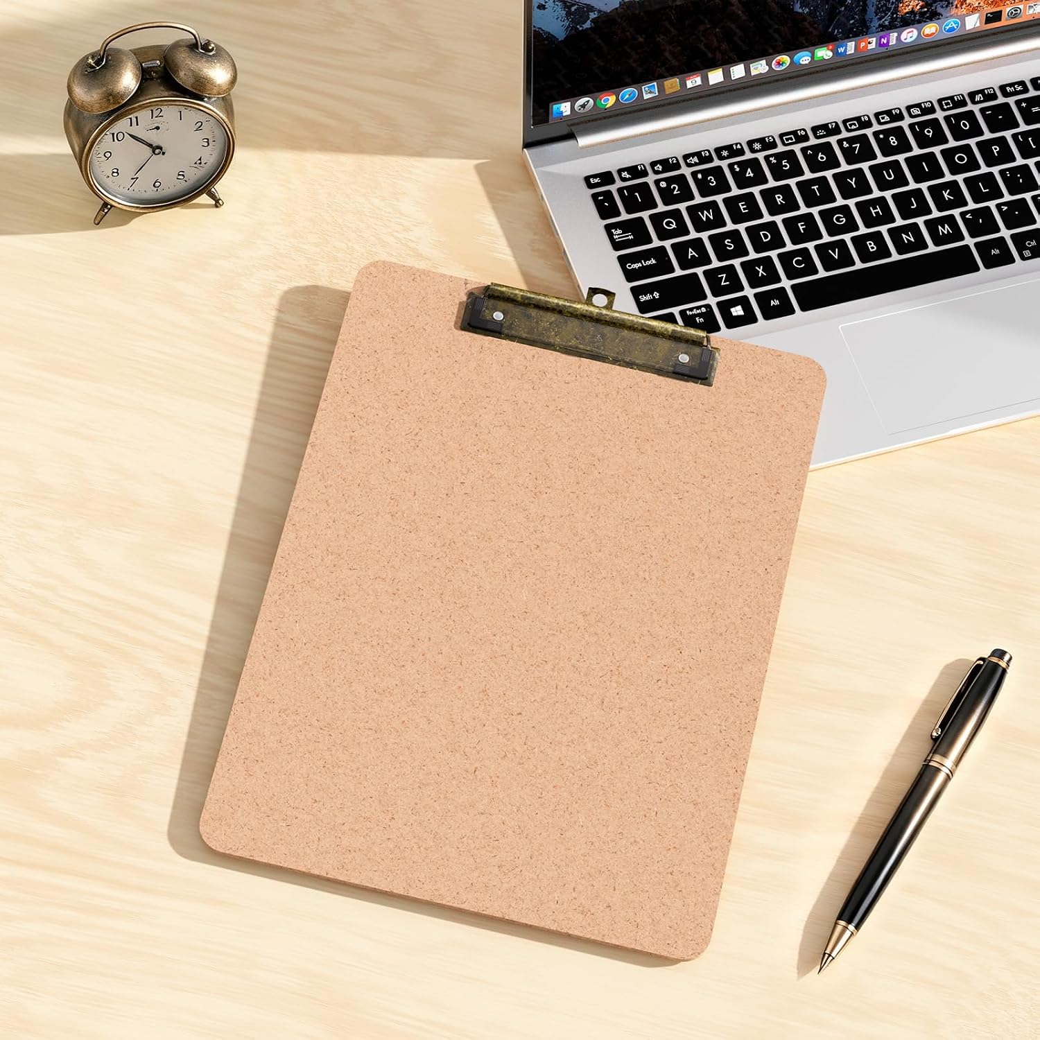 Wood Clipboards with Pen Holder, 8.5 x 11'' Clip Board | Black Clip, 9 x 12.5'', Letter Size for Classroom, Students, Teacher, Office & School Supply