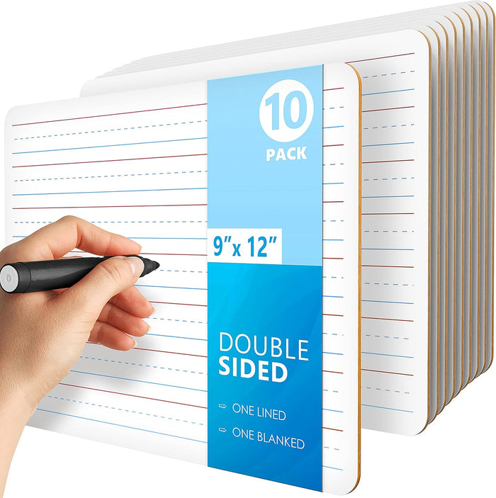 10 Pack 9x12 Mini Lined Dry Erase White Board Double Sided for Students Kid