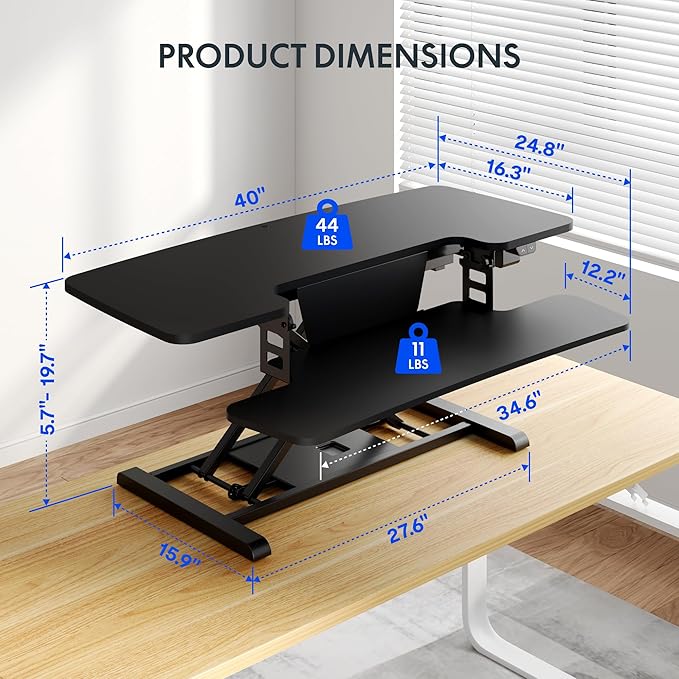 FLEXISPOT 40" Electric Standing Desk Converter, Height Adjustable Riser - Image 3