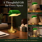 mokoqi cordless bankers lamp rechargeable green glass desk, close-up detail