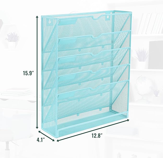 EASEPRES 6 Tier Mesh Hanging Wall File Organizer, Desk Vertical Mail Paper - Image 2
