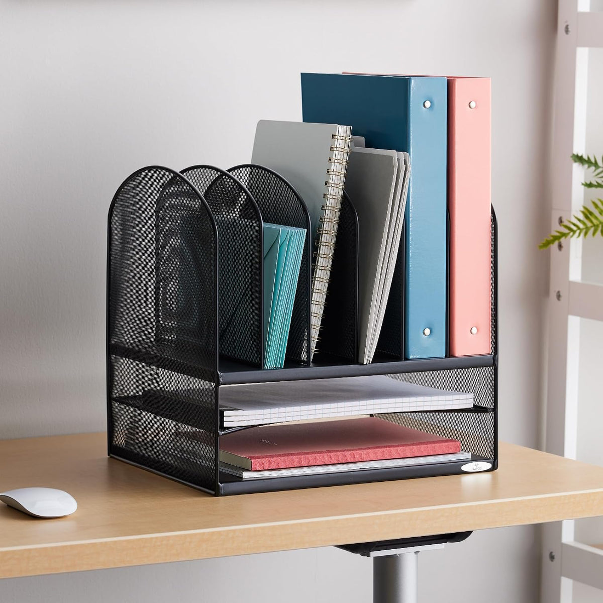 Safco Onyx Desk Organizer, 6 Vertical Compartments and 2 Trays, Office and Cl...