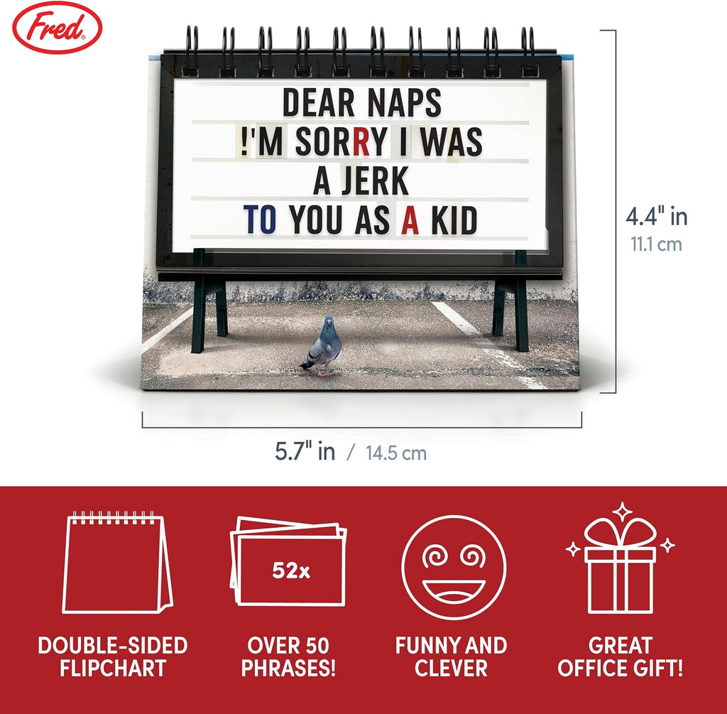 Genuine Fred Daily Marquee Desktop Flipchart, 52 Witty Signs, Fun & Functional Desk Accessories for Home or Office, Funny Gift for Coworkers, Office Gifts