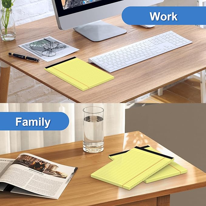 5" x 8" Yellow Legal Pads Writing Pads 12 Pack of Notepad 80gsm Paper Small - Image 7
