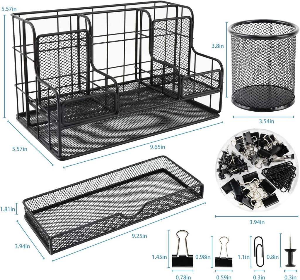 desk organizers caddy and accessories with 7 compartments showing dimensions