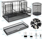 desk organizers caddy and accessories with 7 compartments showing dimensions