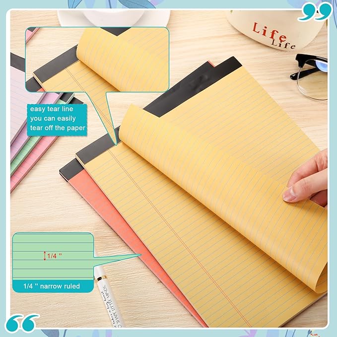Fuutreo 8 Pcs 8.5'' x 11'' Colored Legal Pad Writing Pads Narrow Ruled 50 - Image 3