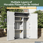 aoxun outdoor storage shed, 64 cu.ft vertical resin showing dimensions