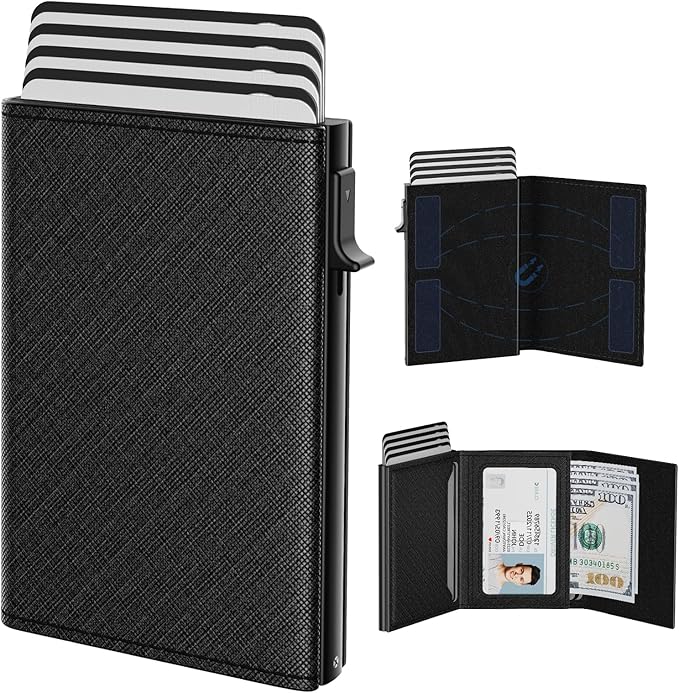 typecase Mens Wallet Card Holder: Pop Up Aluminum Case, Genuine Leather by typecase