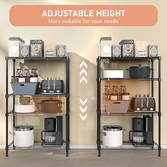 M MZG 1400 lbs 4 Tier Storage Rack Metal Wire Shelving Unit, Storage Standing - Image 8