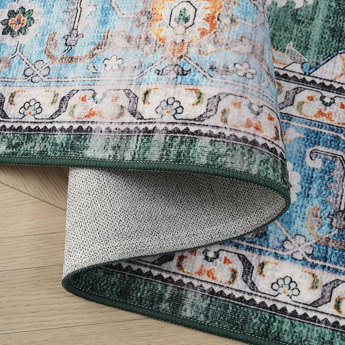 Rugcomf Vintage Medallion Kitchen Rugs Non Slip Washable 2'7"x8' - Image 5