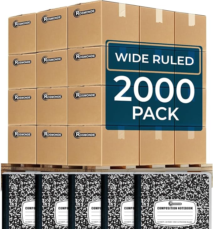 Rosmonde 2000 Pack Composition Notebooks Bulk, Wide Ruled, Full Pallet of by Rosmonde